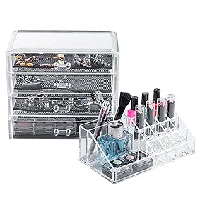 Solly's Kosmetik-Organizer LENA – transparente Aufbewahrung für Kosmetik & Schmuck (23,7 cm)